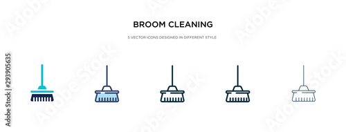 broom cleaning icon in different style vector illustration. two colored and black broom cleaning vector icons designed in filled, outline, line and stroke style can be used for web, mobile, ui