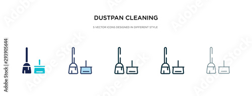 dustpan cleaning icon in different style vector illustration. two colored and black dustpan cleaning vector icons designed in filled, outline, line and stroke style can be used for web, mobile, ui
