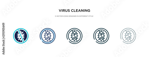 virus cleaning icon in different style vector illustration. two colored and black virus cleaning vector icons designed in filled, outline, line and stroke style can be used for web, mobile, ui