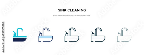 sink cleaning icon in different style vector illustration. two colored and black sink cleaning vector icons designed in filled, outline, line and stroke style can be used for web, mobile, ui
