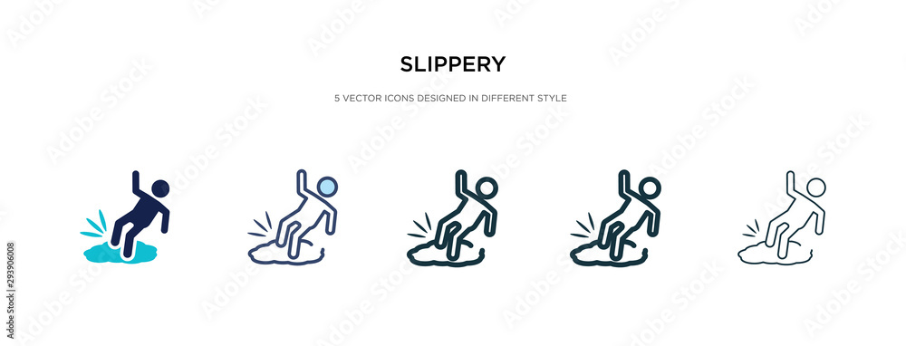 slippery icon in different style vector illustration. two colored and black slippery vector icons designed in filled, outline, line and stroke style can be used for web, mobile, ui