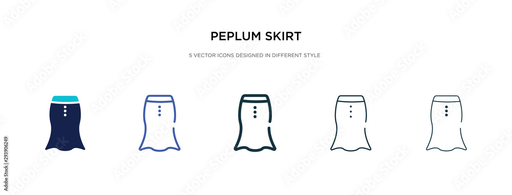 peplum skirt icon in different style vector illustration. two colored and black peplum skirt vector icons designed in filled, outline, line and stroke style can be used for web, mobile, ui peplum skirt icon in different style vector illustration. two colored and black peplum skirt vector icons designed in filled, outline, line and stroke style can be used for web, mobile, ui