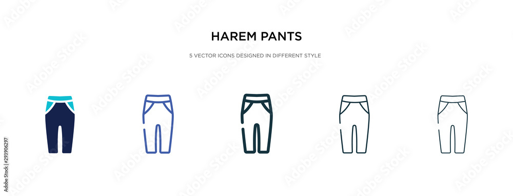 harem pants icon in different style vector illustration. two colored and black harem pants vector icons designed in filled, outline, line and stroke style can be used for web, mobile, ui harem pants icon in different style vector illustration. two colored and black harem pants vector icons designed in filled, outline, line and stroke style can be used for web, mobile, ui