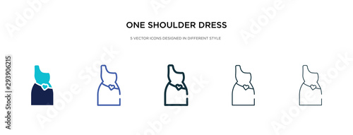 one shoulder dress icon in different style vector illustration. two colored and black one shoulder dress vector icons designed in filled  outline  line and stroke style can be used for web  mobile 