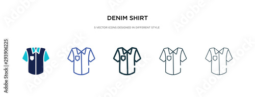 denim shirt icon in different style vector illustration. two colored and black denim shirt vector icons designed in filled  outline  line and stroke style can be used for web  mobile  ui