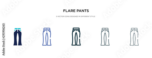 flare pants icon in different style vector illustration. two colored and black flare pants vector icons designed in filled  outline  line and stroke style can be used for web  mobile  ui