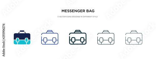 messenger bag icon in different style vector illustration. two colored and black messenger bag vector icons designed in filled, outline, line and stroke style can be used for web, mobile, ui