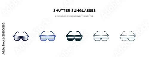 shutter sunglasses icon in different style vector illustration. two colored and black shutter sunglasses vector icons designed in filled, outline, line and stroke style can be used for web, mobile,