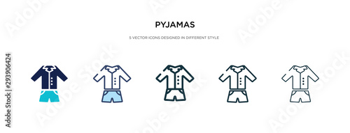 pyjamas icon in different style vector illustration. two colored and black pyjamas vector icons designed in filled, outline, line and stroke style can be used for web, mobile, ui