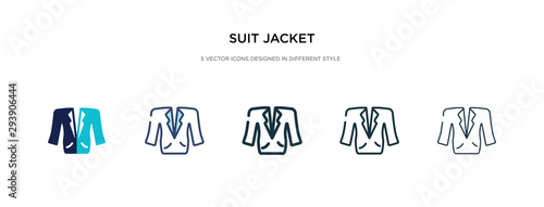 suit jacket icon in different style vector illustration. two colored and black suit jacket vector icons designed in filled, outline, line and stroke style can be used for web, mobile, ui