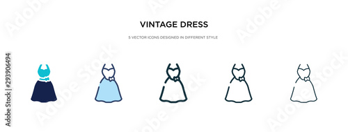 vintage dress icon in different style vector illustration. two colored and black vintage dress vector icons designed in filled  outline  line and stroke style can be used for web  mobile  ui