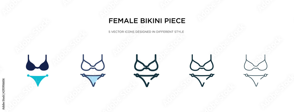 female bikini piece icon in different style vector illustration. two colored and black female bikini piece vector icons designed in filled, outline, line and stroke style can be used for web, female bikini piece icon in different style vector illustration. two colored and black female bikini piece vector icons designed in filled, outline, line and stroke style can be used for web,