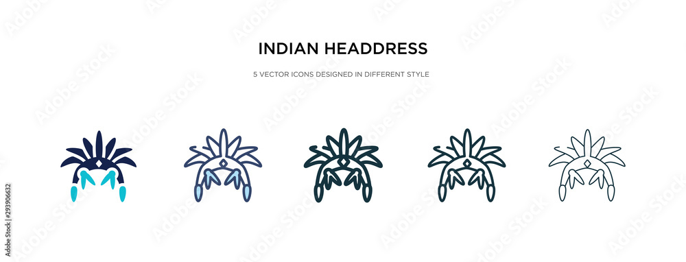 indian headdress icon in different style vector illustration. two colored and black indian headdress vector icons designed in filled, outline, line and stroke style can be used for web, mobile, ui indian headdress icon in different style vector illustration. two colored and black indian headdress vector icons designed in filled, outline, line and stroke style can be used for web, mobile, ui