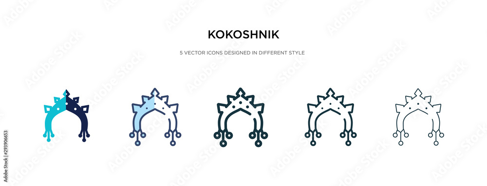 kokoshnik icon in different style vector illustration. two colored and black kokoshnik vector icons designed in filled, outline, line and stroke style can be used for web, mobile, ui