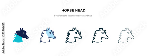horse head icon in different style vector illustration. two colored and black horse head vector icons designed in filled  outline  line and stroke style can be used for web  mobile  ui