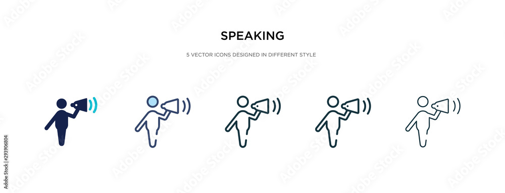 speaking icon in different style vector illustration. two colored and black speaking vector icons designed in filled, outline, line and stroke style can be used for web, mobile, ui
