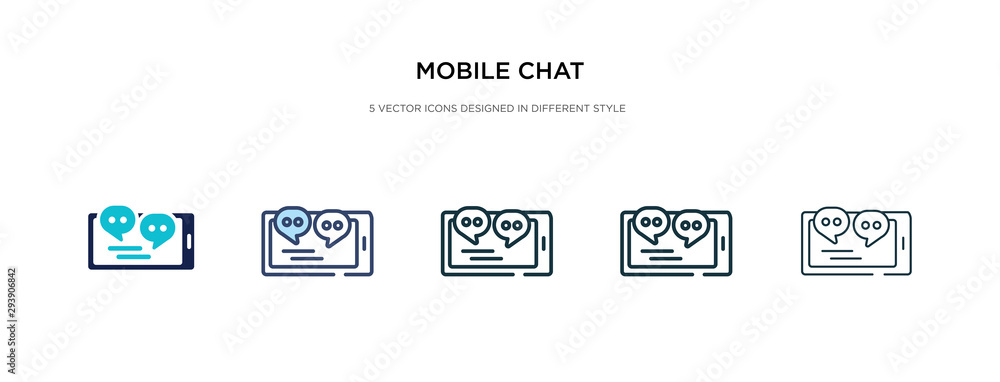mobile chat icon in different style vector illustration. two colored and black mobile chat vector icons designed in filled, outline, line and stroke style can be used for web, mobile, ui