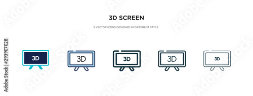 3d screen icon in different style vector illustration. two colored and black 3d screen vector icons designed in filled, outline, line and stroke style can be used for web, mobile, ui © zaurrahimov