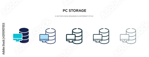 pc storage icon in different style vector illustration. two colored and black pc storage vector icons designed in filled, outline, line and stroke style can be used for web, mobile, ui