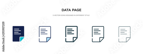 data page icon in different style vector illustration. two colored and black data page vector icons designed in filled, outline, line and stroke style can be used for web, mobile, ui