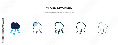 cloud network icon in different style vector illustration. two colored and black cloud network vector icons designed in filled, outline, line and stroke style can be used for web, mobile, ui