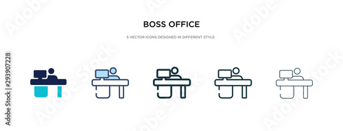 boss office icon in different style vector illustration. two colored and black boss office vector icons designed in filled, outline, line and stroke style can be used for web, mobile, ui