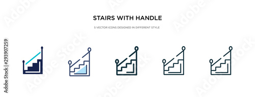 stairs with handle icon in different style vector illustration. two colored and black stairs with handle vector icons designed in filled, outline, line and stroke style can be used for web, mobile,
