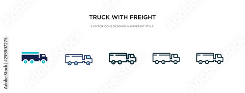 truck with freight icon in different style vector illustration. two colored and black truck with freight vector icons designed in filled, outline, line and stroke style can be used for web, mobile,