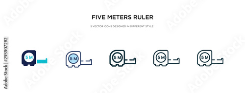 five meters ruler icon in different style vector illustration. two colored and black five meters ruler vector icons designed in filled, outline, line and stroke style can be used for web, mobile, ui