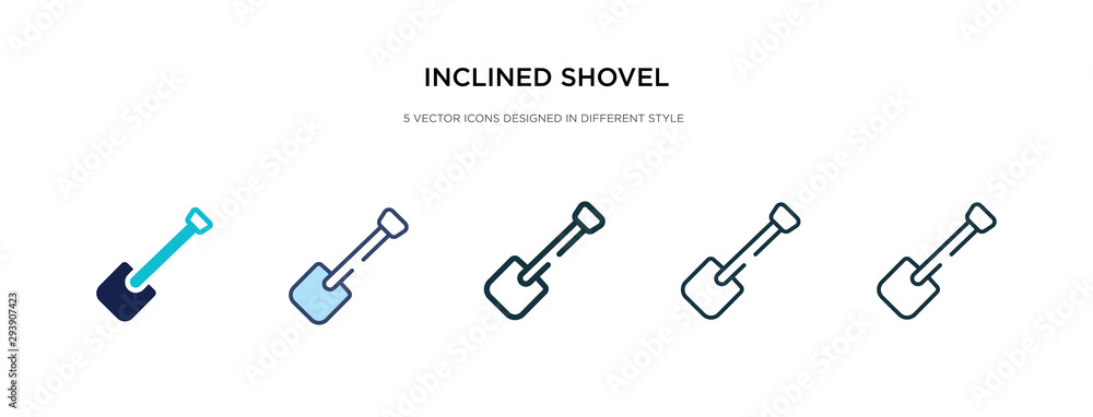 inclined shovel icon in different style vector illustration. two colored and black inclined shovel vector icons designed in filled, outline, line and stroke style can be used for web, mobile, ui inclined shovel icon in different style vector illustration. two colored and black inclined shovel vector icons designed in filled, outline, line and stroke style can be used for web, mobile, ui