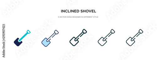 inclined shovel icon in different style vector illustration. two colored and black inclined shovel vector icons designed in filled, outline, line and stroke style can be used for web, mobile, ui