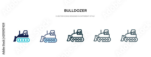 bulldozer icon in different style vector illustration. two colored and black bulldozer vector icons designed in filled, outline, line and stroke style can be used for web, mobile, ui