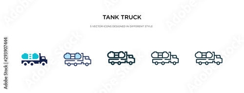 tank truck icon in different style vector illustration. two colored and black tank truck vector icons designed in filled, outline, line and stroke style can be used for web, mobile, ui