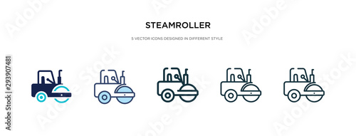 steamroller icon in different style vector illustration. two colored and black steamroller vector icons designed in filled, outline, line and stroke style can be used for web, mobile, ui