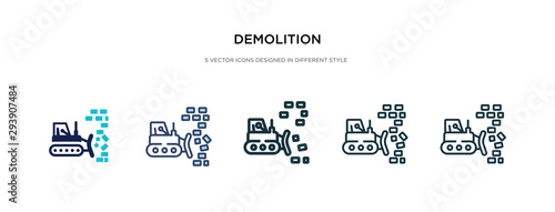 demolition icon in different style vector illustration. two colored and black demolition vector icons designed in filled, outline, line and stroke style can be used for web, mobile, ui