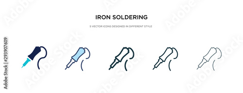 iron soldering icon in different style vector illustration. two colored and black iron soldering vector icons designed in filled, outline, line and stroke style can be used for web, mobile, ui photo