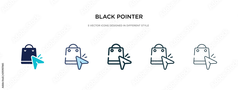 black pointer icon in different style vector illustration. two colored and black black pointer vector icons designed in filled, outline, line and stroke style can be used for web, mobile, ui black pointer icon in different style vector illustration. two colored and black black pointer vector icons designed in filled, outline, line and stroke style can be used for web, mobile, ui