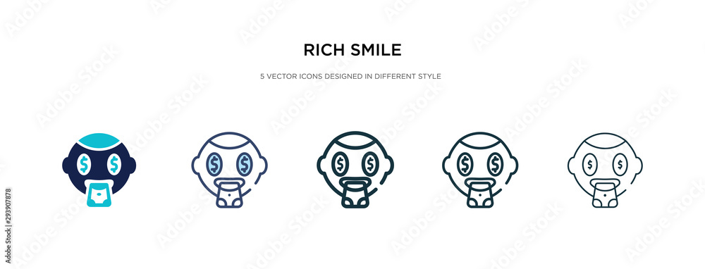 rich smile icon in different style vector illustration. two colored and black rich smile vector icons designed in filled, outline, line and stroke style can be used for web, mobile, ui rich smile icon in different style vector illustration. two colored and black rich smile vector icons designed in filled, outline, line and stroke style can be used for web, mobile, ui