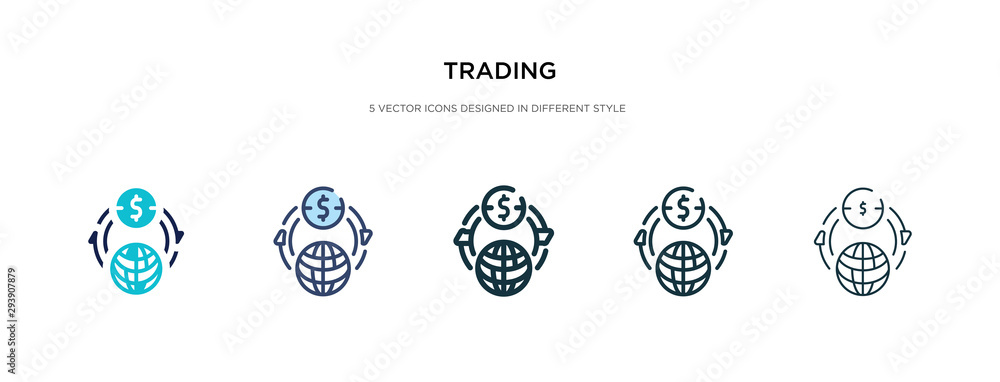 trading icon in different style vector illustration. two colored and black trading vector icons designed in filled, outline, line and stroke style can be used for web, mobile, ui trading icon in different style vector illustration. two colored and black trading vector icons designed in filled, outline, line and stroke style can be used for web, mobile, ui