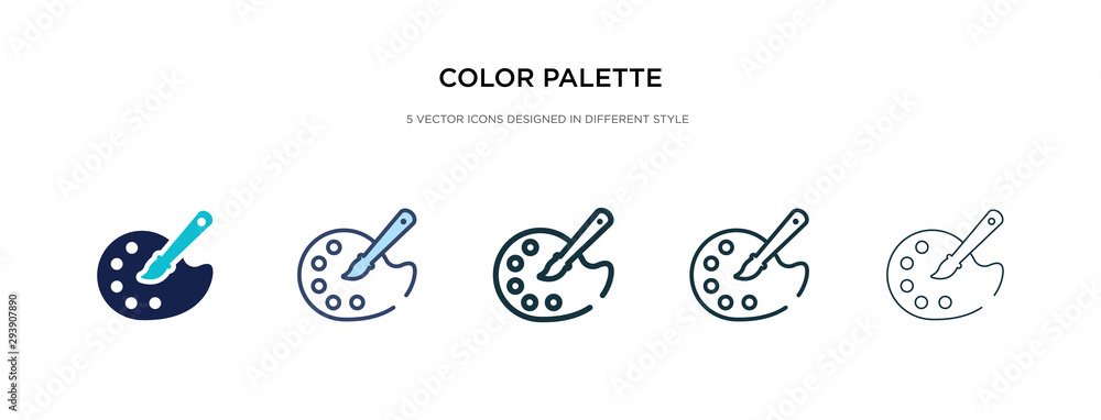 color palette icon in different style vector illustration. two colored and black color palette vector icons designed in filled, outline, line and stroke style can be used for web, mobile, ui