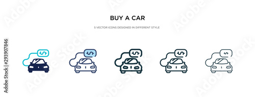 buy a car icon in different style vector illustration. two colored and black buy a car vector icons designed in filled, outline, line and stroke style can be used for web, mobile, ui