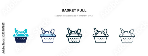 basket full icon in different style vector illustration. two colored and black basket full vector icons designed in filled, outline, line and stroke style can be used for web, mobile, ui