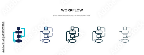 workflow icon in different style vector illustration. two colored and black workflow vector icons designed in filled, outline, line and stroke style can be used for web, mobile, ui