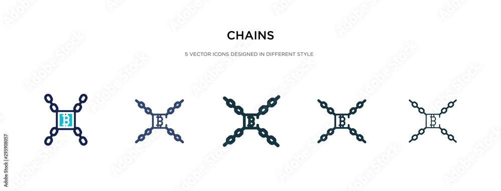 chains icon in different style vector illustration. two colored and black chains vector icons designed in filled, outline, line and stroke style can be used for web, mobile, ui