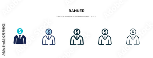 Billede på lærred banker icon in different style vector illustration