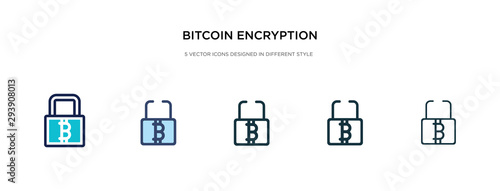 bitcoin encryption icon in different style vector illustration. two colored and black bitcoin encryption vector icons designed in filled, outline, line and stroke style can be used for web, mobile,