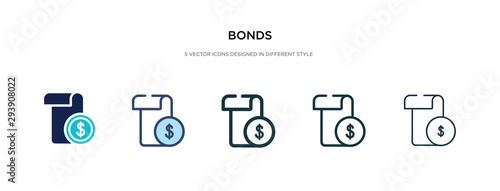bonds icon in different style vector illustration. two colored and black bonds vector icons designed in filled, outline, line and stroke style can be used for web, mobile, ui