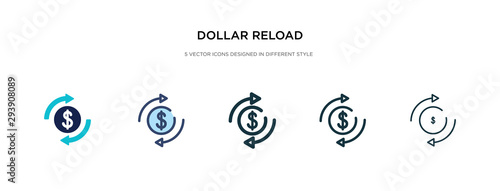 dollar reload icon in different style vector illustration. two colored and black dollar reload vector icons designed in filled, outline, line and stroke style can be used for web, mobile, ui