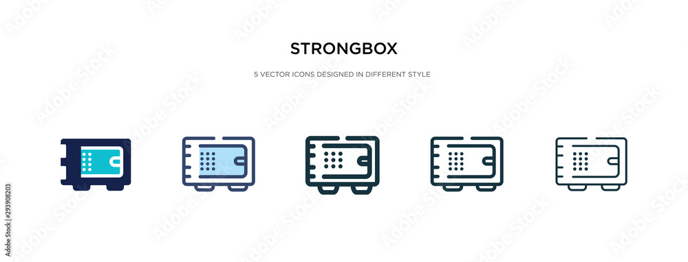 strongbox icon in different style vector illustration. two colored and black strongbox vector icons designed in filled, outline, line and stroke style can be used for web, mobile, ui