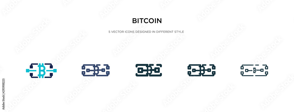bitcoin icon in different style vector illustration. two colored and black bitcoin vector icons designed in filled, outline, line and stroke style can be used for web, mobile, ui